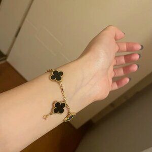 Golden yellow and black floral bracelet